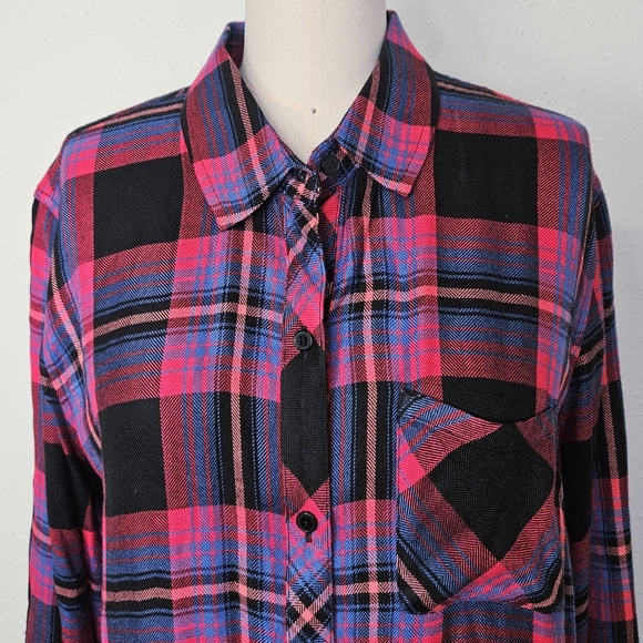 Rails Hunter Plaid Flannel Shirt in Black Coral Teal Size Large - Picture 5 of 16